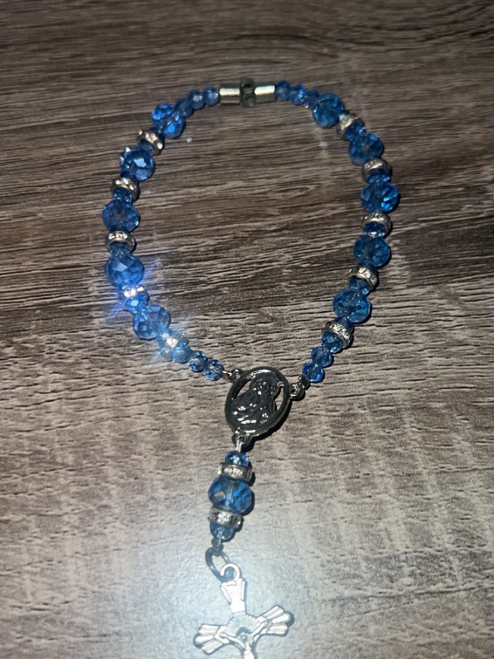 Blue and Gray Crystal Rosary bracelets